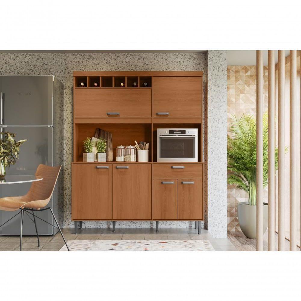 Cozinha Dakota 6 Portas 1 Gaveteiro Com Espaço Para Microondas E Vinhos - Jequitiba - 1