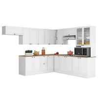 Cozinha De Canto Modulada Unna 10 Peças Com Paneleiro Duplo Cristaleira Branco - Poliman Móveis Branco - 1