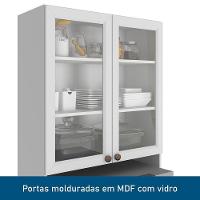 Cozinha De Canto Modulada Unna 10 Peças Com Paneleiro Duplo Cristaleira Branco - Poliman Móveis Branco