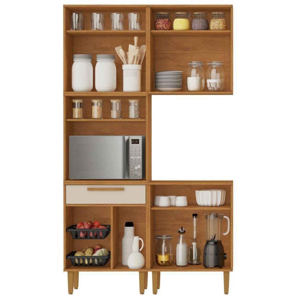 Cozinha Completa Lorena 7 Portas 1 Gaveta Nature Off Kaiki Móveis - 4