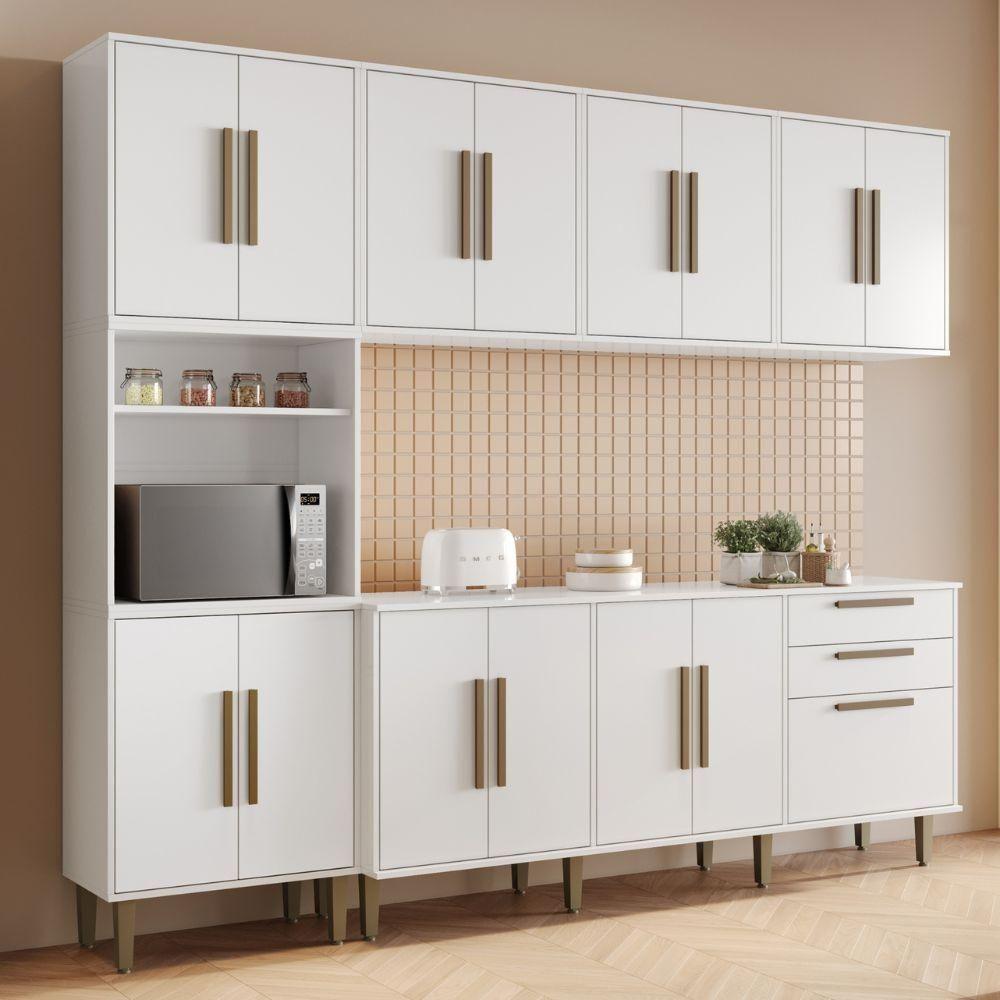 Cozinha Completa Lorena 15 Portas 2 Gavetas Branco Kaiki Móveis - 2