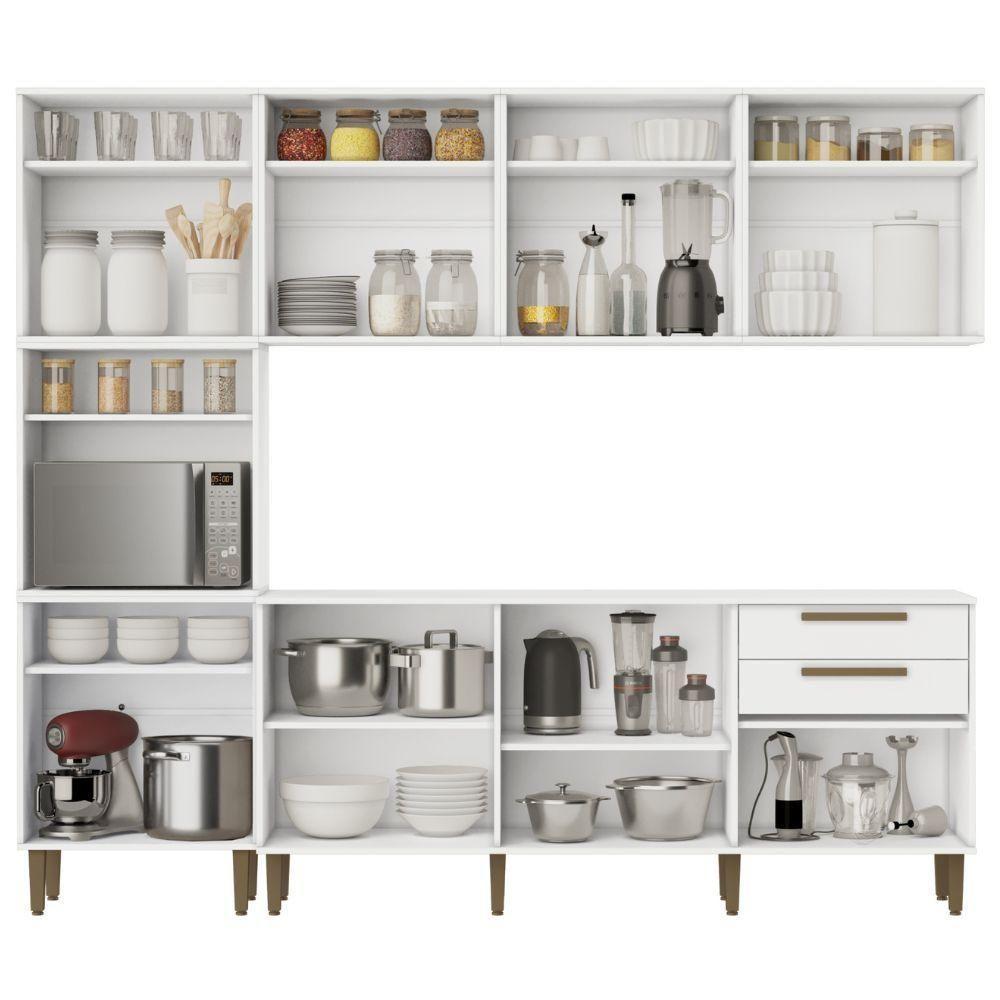 Cozinha Completa Lorena 15 Portas 2 Gavetas Branco Kaiki Móveis - 4