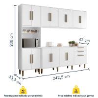 Cozinha Completa Lorena 15 Portas 2 Gavetas Branco Kaiki Móveis - 3