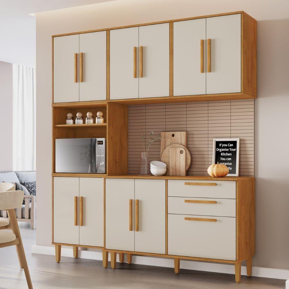 Cozinha Completa Lorena 11 Portas 2 Gavetas Nature Off Kaiki Móveis - 2