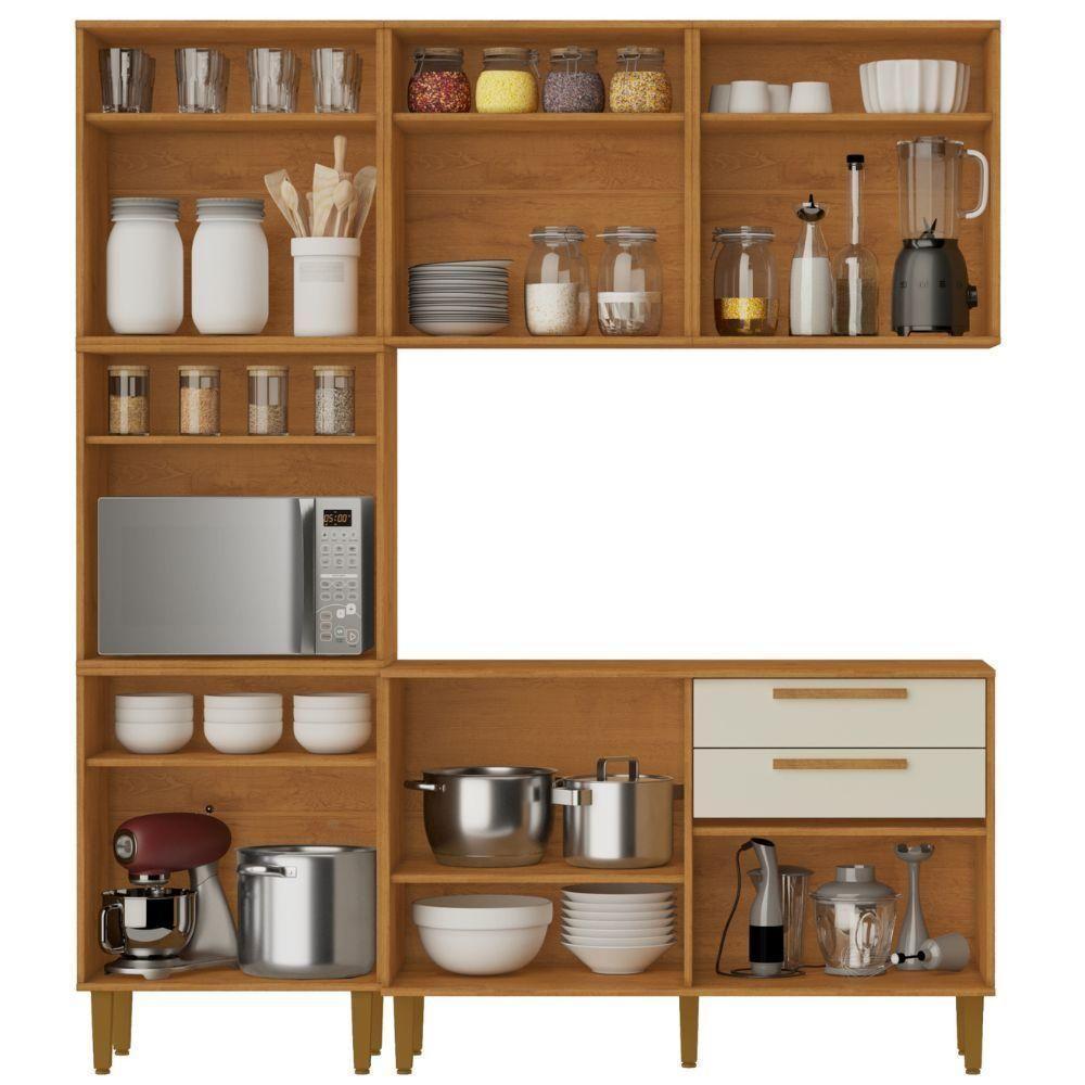 Cozinha Completa Lorena 11 Portas 2 Gavetas Nature Off Kaiki Móveis - 4