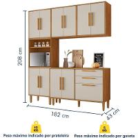 Cozinha Completa Lorena 11 Portas 2 Gavetas Nature Off Kaiki Móveis - 3