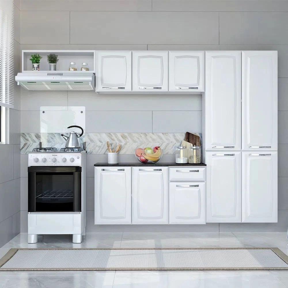 Cozinha Completa Itatiaia Amanda 4 Peças Com Paneleiro Duplo Armário Aéreo E Balcão Branco - 5