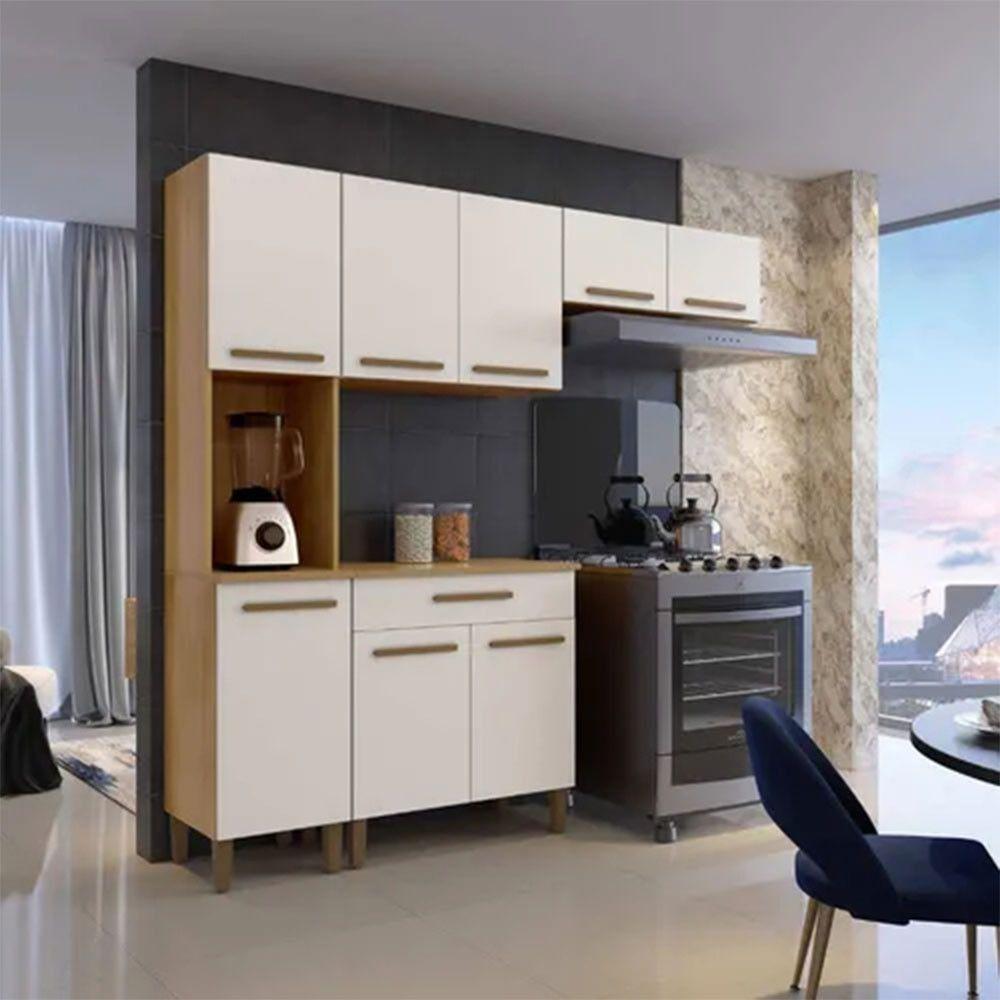Cozinha Completa Criativa 8 Portas 1 Gaveta Arte Móveis Cinamomo Off - 2