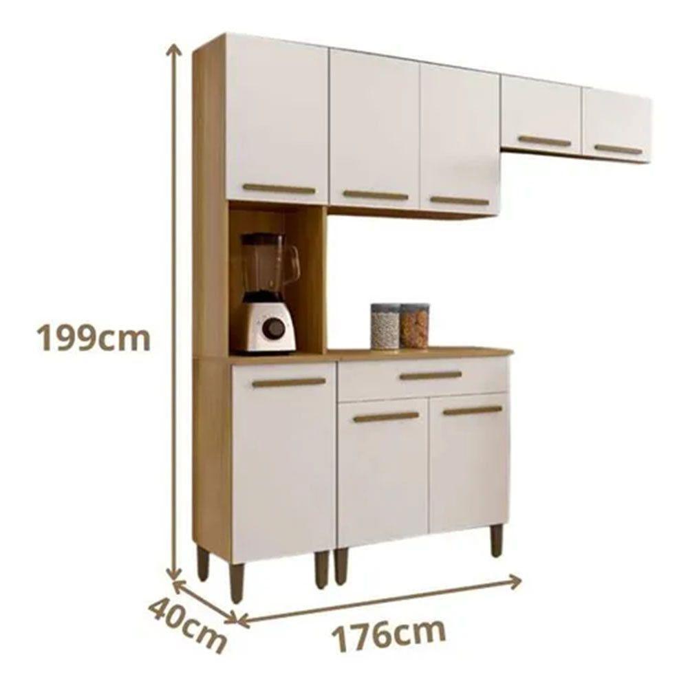 Cozinha Completa Criativa 8 Portas 1 Gaveta Arte Móveis Cinamomo Off - 4