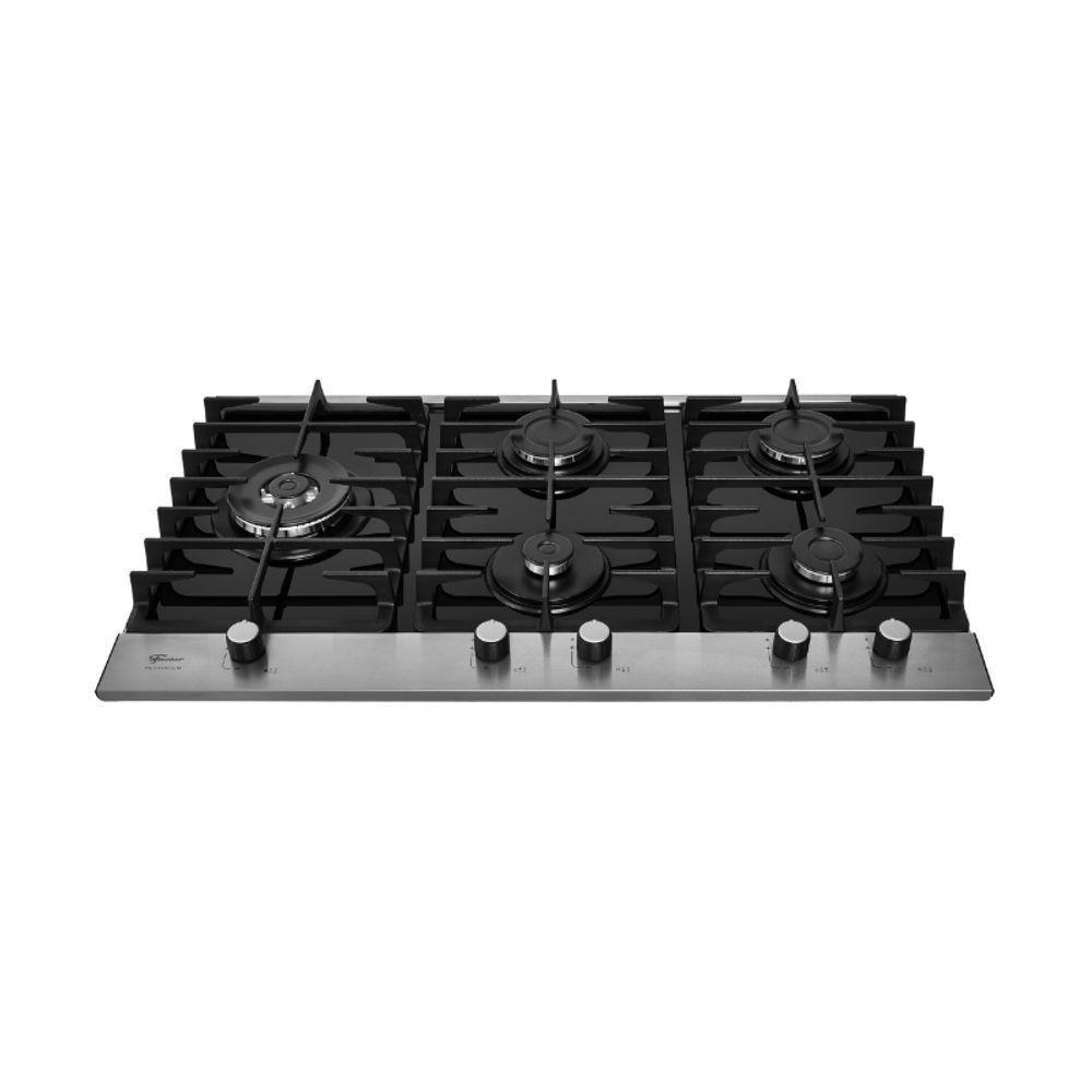 Cooktop A Gás 5 Bocas Tripla Chama Platinium Com Trempe De Ferro Fundido Mesa Vidro Bivolt Fischer - 6