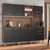 Cozinha Completa Armário E Balcão C- Pés Reguláveis 8 Portas Mel Grafite - 2