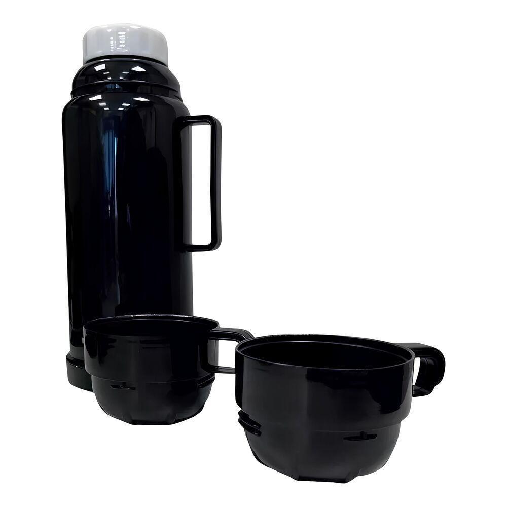 Conjunto Elegante De Garrafa Térmica Preta Com 2 Xícaras - 1l Para Momentos Inesquecíveis - 3