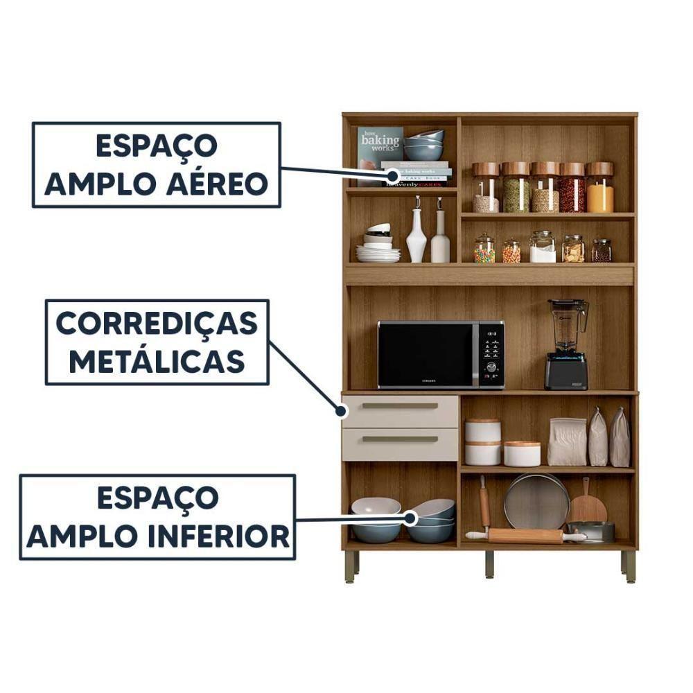 Cozinha Compacta Prisma Com Armário E Balcão Ripado 5 Portas Mel-arenas Mel Ripado-arenas - 4