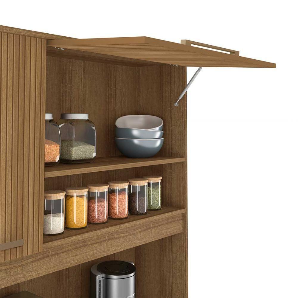 Cozinha Compacta Prisma Com Armário E Balcão Ripado 5 Portas Mel-arenas Mel Ripado-arenas - 7