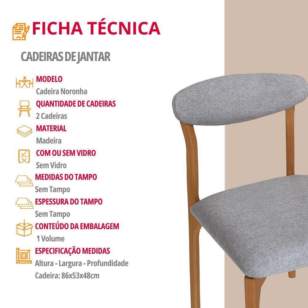 Conjunto Com 2 Cadeiras Noronha Moderna Mobília Luna/cinamomo Imbuia - 5