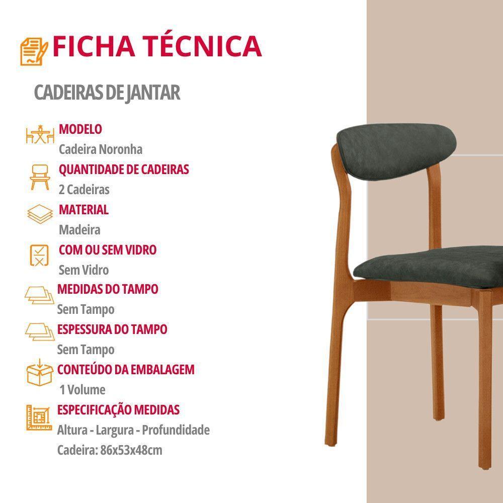 Conjunto Com 2 Cadeiras Noronha Moderna Mobília Jade/cinamomo Imbuia - 5