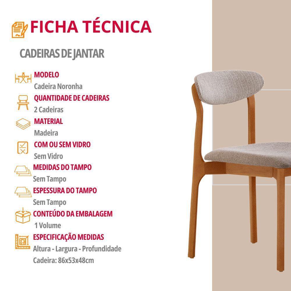 Conjunto Com 2 Cadeiras Noronha Moderna Mobília Brisa/cinamomo Imbuia - 5