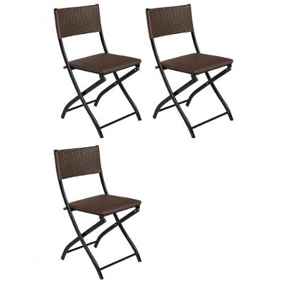 Cadeira Dobravel Bar, Lanchonete Castanho - Kit 3 Pc