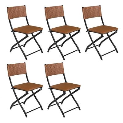 Cadeira Dobravel Bar, Lanchonete Caramelo - Kit 5 Pc