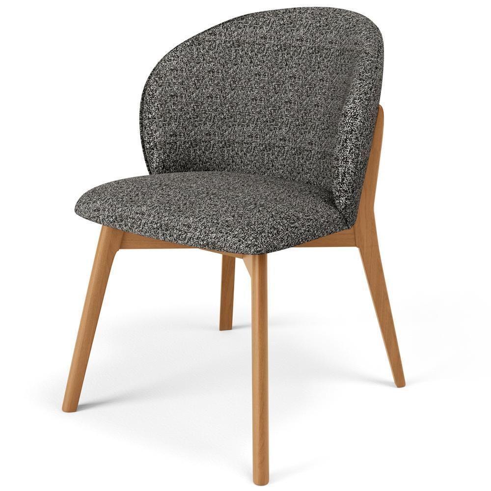 Cadeira De Jantar E Estar Living Estofada Mia L02 Linho Mescla Chumbo - Lyam Decor - 1