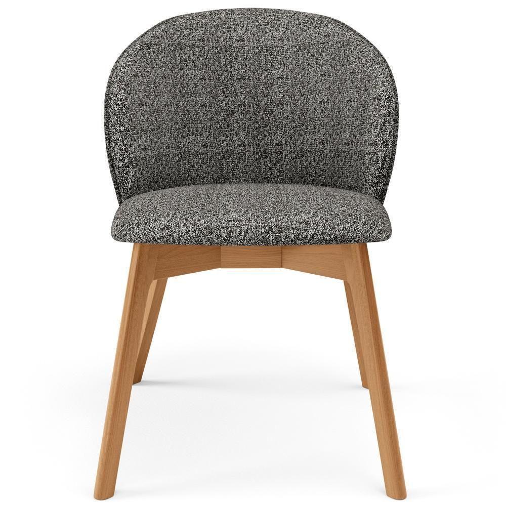 Cadeira De Jantar E Estar Living Estofada Mia L02 Linho Mescla Chumbo - Lyam Decor - 3