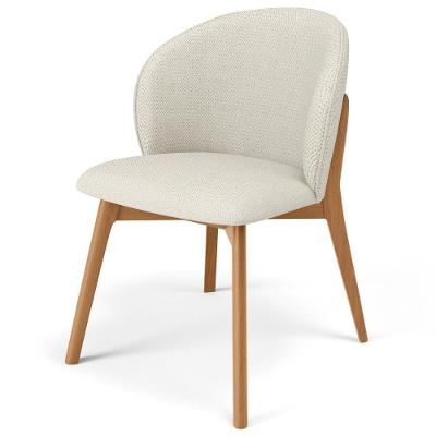 Cadeira De Jantar E Estar Living Estofada Mia L02 Linho Champagne - Lyam Decor