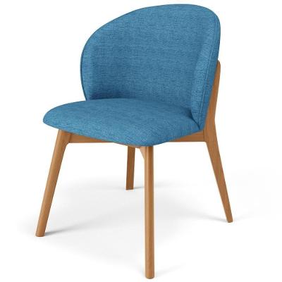 Cadeira De Jantar E Estar Living Estofada Mia L02 Linho Azul - Lyam Decor