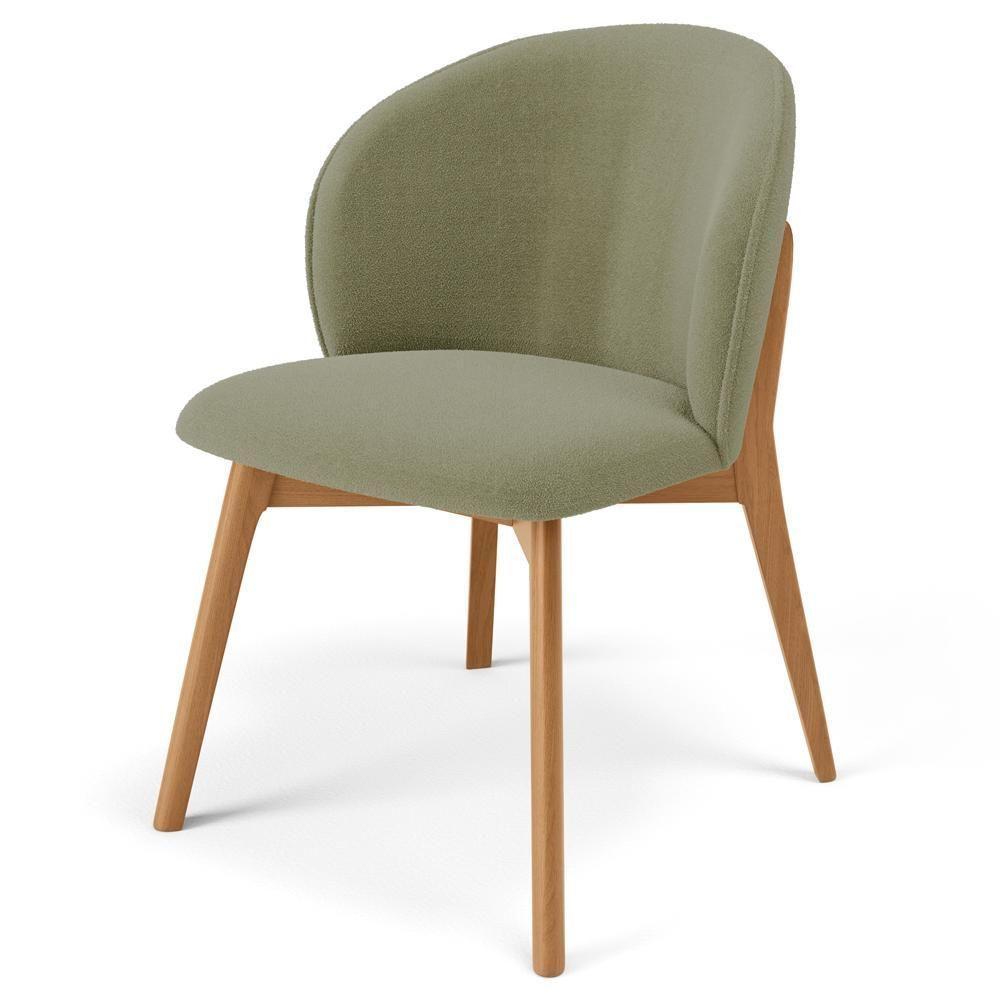 Cadeira De Jantar E Estar Living Estofada Mia L02 Bouclê Oliva - Lyam Decor - 1