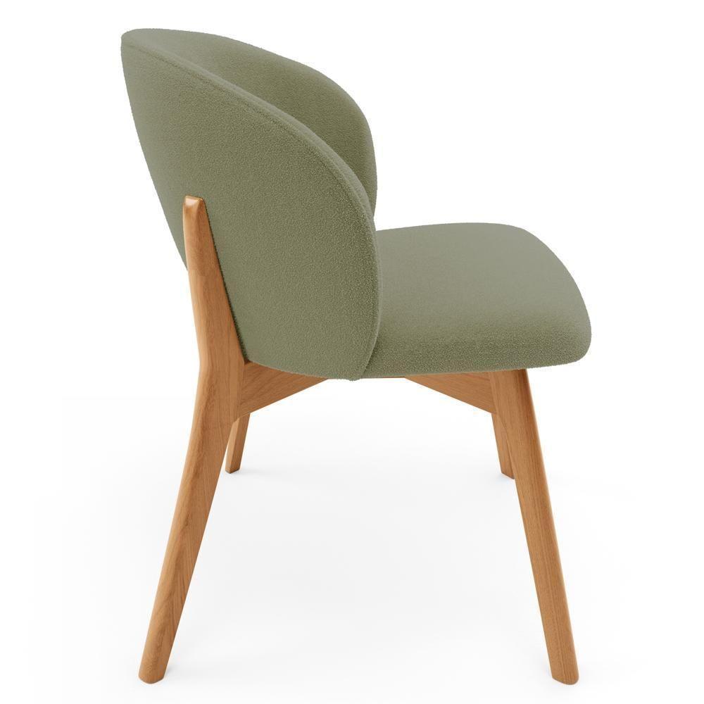 Cadeira De Jantar E Estar Living Estofada Mia L02 Bouclê Oliva - Lyam Decor - 6