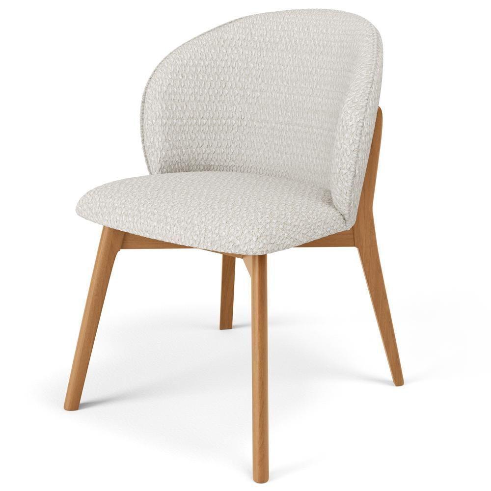 Cadeira De Jantar E Estar Living Estofada Mia L02 Bouclê Cru - Lyam Decor - 1