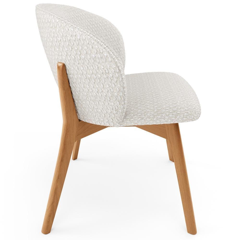 Cadeira De Jantar E Estar Living Estofada Mia L02 Bouclê Cru - Lyam Decor - 6