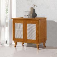 Buffet Aparador Deltan 2 Portas Madeira Maciça E Telinha Indiana - Castanho - 1