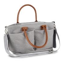 Bolsa Versátil Cinza De Poliéster Com Alça De Couro - Praticidade E Estilo Para O Seu Dia A Dia - 1