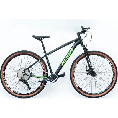 Bicicleta Aro 29 Ksw Xlt Alumínio 12v Kit 1x12v Pedivela Single K7 11-50 Freio A Disco Mecanico- Preto-verde Tam. 19