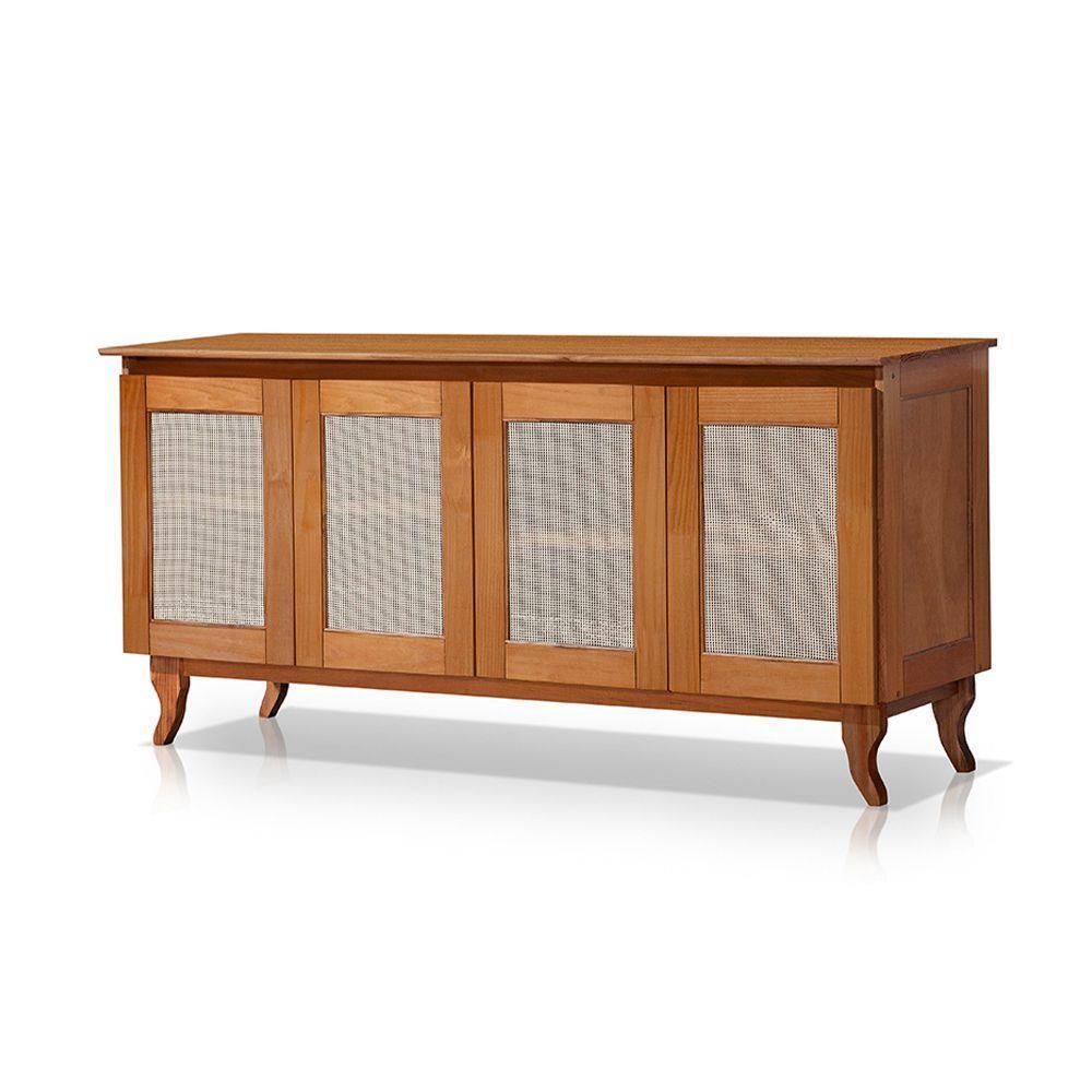 Buffet Aparador Premium Tela 4p Madeira Deltan - Castanho - 2