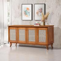 Buffet Aparador Premium Tela 4p Madeira Deltan - Castanho - 1