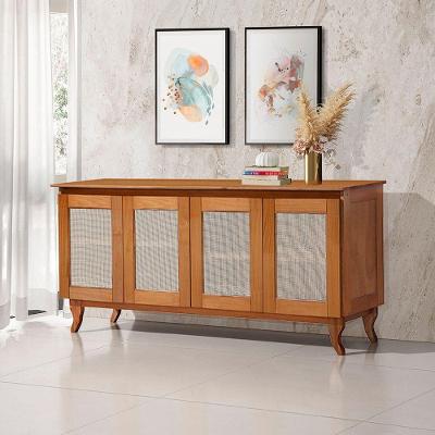 Buffet Aparador Madeira Vintage Tela 4p Deltan Castanho - Atraente Móveis