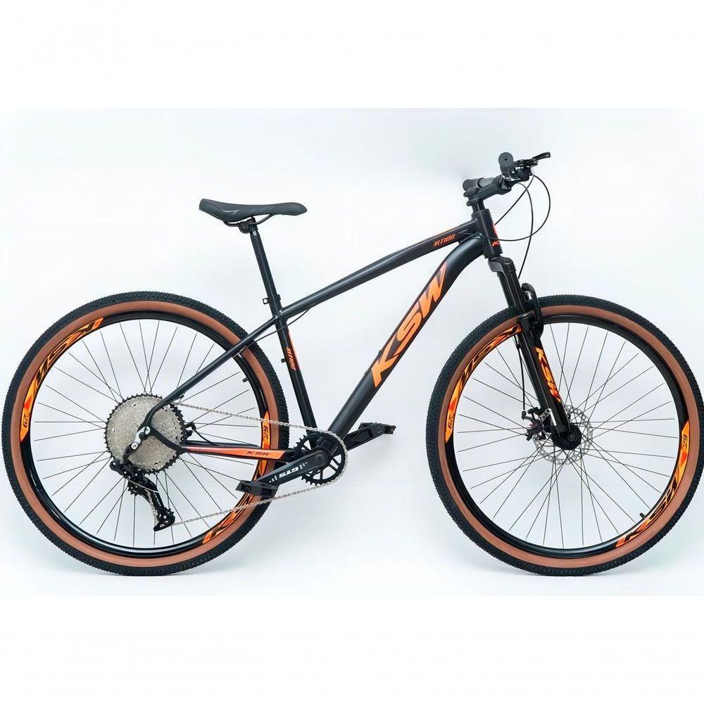 Bicicleta Aro 29 Ksw Xlt Alumínio 12v Kit 1x12v Pedivela Single K7 11-50 Freio A Disco Mecanico - Preto-laranja Tam. 19 - 1
