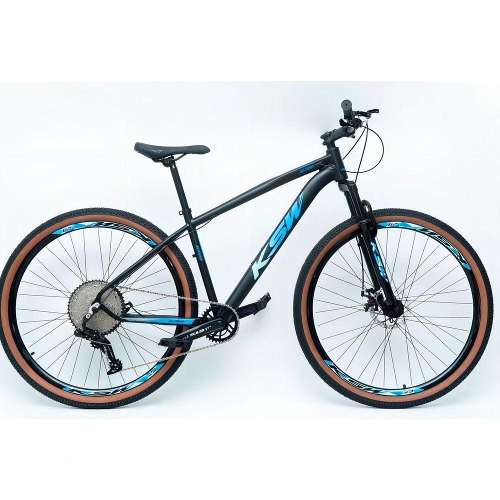 Bicicleta Aro 29 Ksw Xlt Alumínio 12v Kit 1x12v Pedivela Single K7 11-50 Freio A Disco Mecanico - Preto-azul Tam. 19 - 1