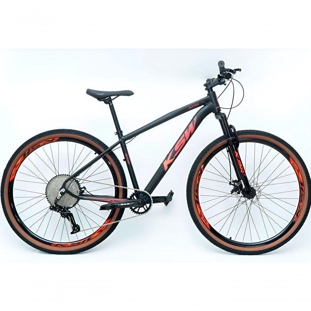 Bicicleta Aro 29 Ksw Xlt Alumínio 12v Kit 1x12v Pedivela Single K7 11-50 Freio A Disco - Preto-vermelho-laranja Tam.17 - 1