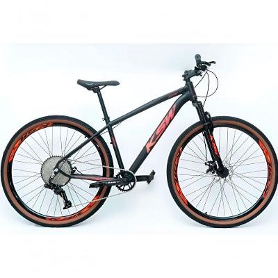 Bicicleta Aro 29 Ksw Xlt Alumínio 12v Kit 1x12v Pedivela Single K7 11-50 Freio A Disco - Preto-vermelho-laranja Tam.17