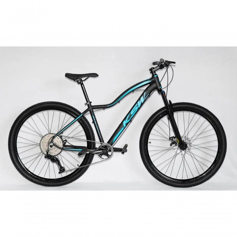 Bicicleta Aro 29 Ksw Mwza Feminina Alumínio 12v Kit 1x12v Pedivela Single K7 11-50 Freio A Disco - Preto-azul Tam. 17 - 1