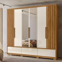 Guarda Roupa Casal Espelho 6 Portas 240 Cm Amazonas Freijo Off White Moval - 8