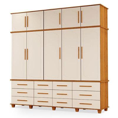 Guarda Roupa Casal Berlim 10 Portas 12 Gavetas Freijó Off White Fosco
