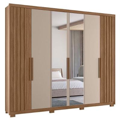 Guarda Roupa Casal Espelho 6 Portas 260 Cm Araguaia Carvalho Fendi Moval