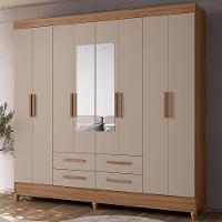 Guarda Roupa Casal Espelho 8 Portas 204 Cm Florida Carvalho Fendi Moval - 2