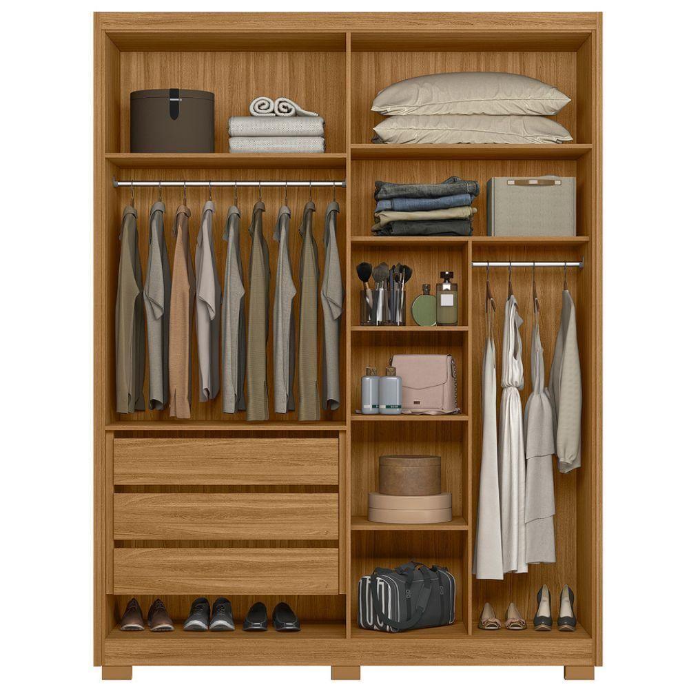 Guarda Roupa Casal Espelho 4 Portas 176 Cm California Freijo Off White Moval - 6