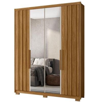 Guarda Roupa Casal Espelho 4 Portas 176 Cm California Freijo Off White Moval