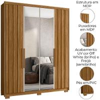 Guarda Roupa Casal Espelho 4 Portas 176 Cm California Freijo Off White Moval