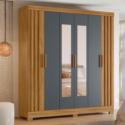 Guarda Roupa Casal Valença 6 Portas Bater Freijo Cinza MDP-MDF Moval Móveis